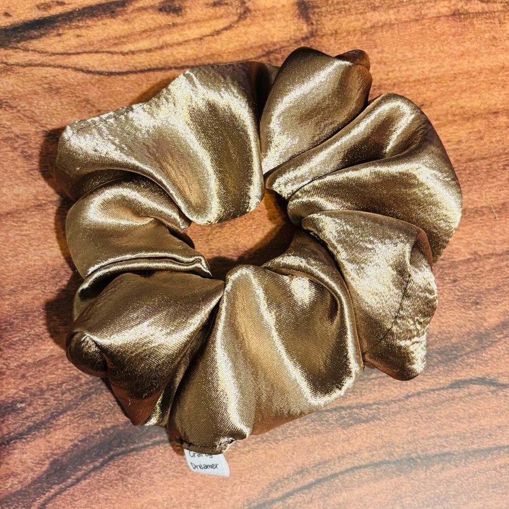 Dreamers Gold Hair Accessory Satin Scrunchie